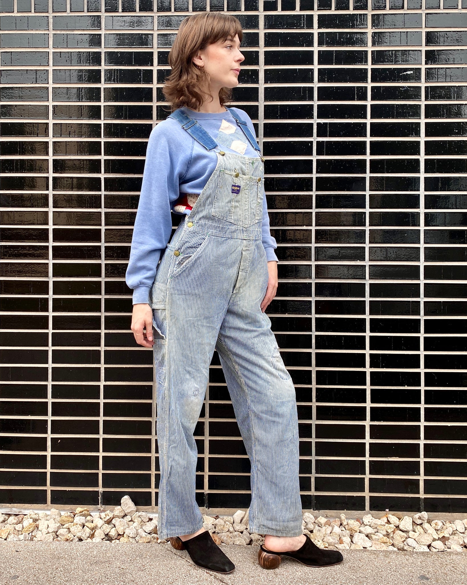 Baby Blue Patched OshKosh Overalls