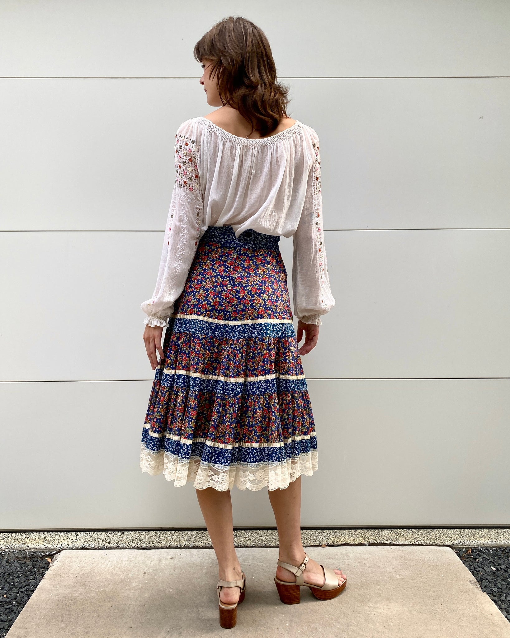 Bluebird Song Floral Gunne Sax Skirt