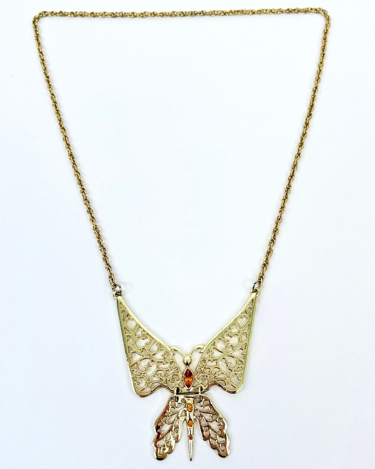 Golden Gem Butterfly Necklace