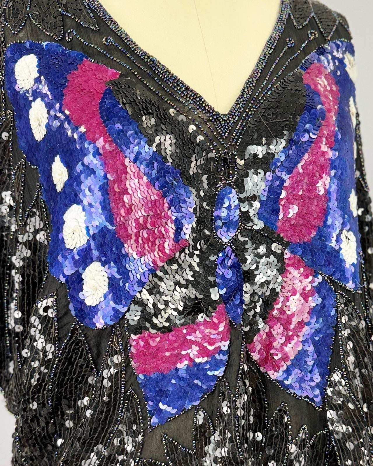 Black and Purple Butterfly Sequin Blouse