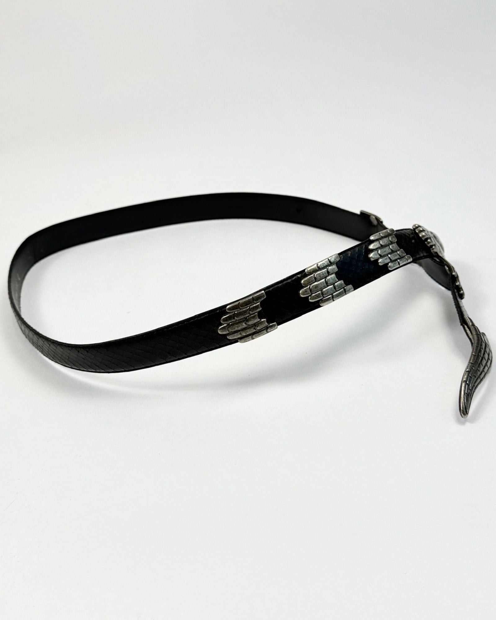 Thick Black Leather Snake Belt