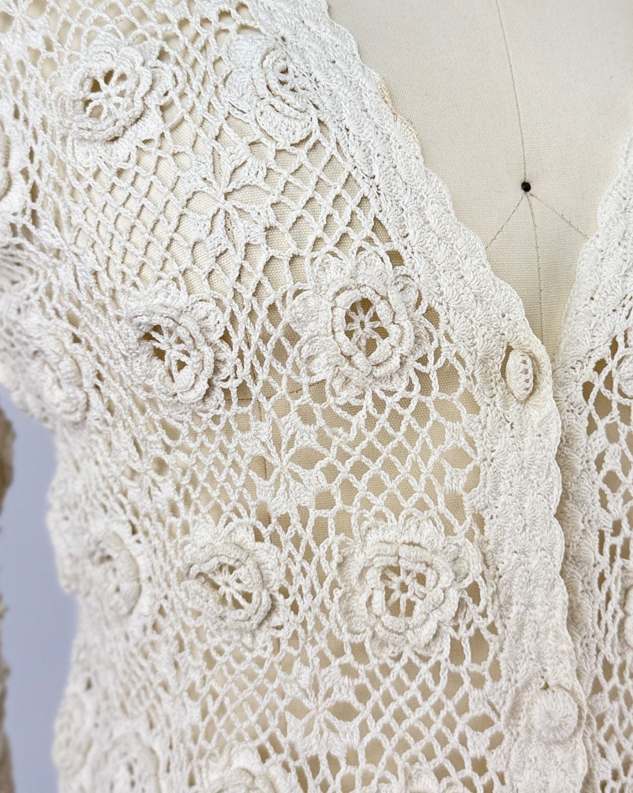 Cream Crochet Cardigan