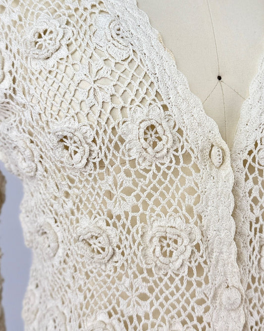 Cream Crochet Cardigan