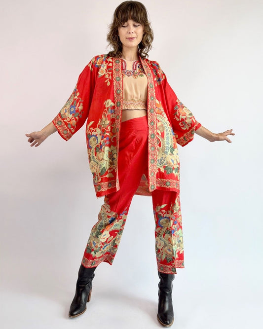 1930s Fallen Florals Pongee Silk Set