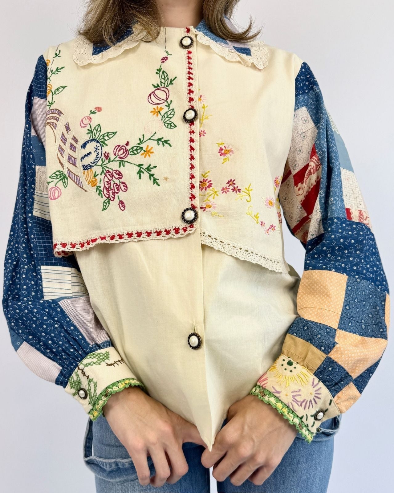 From The Garden Embroidered Quilt Blouse