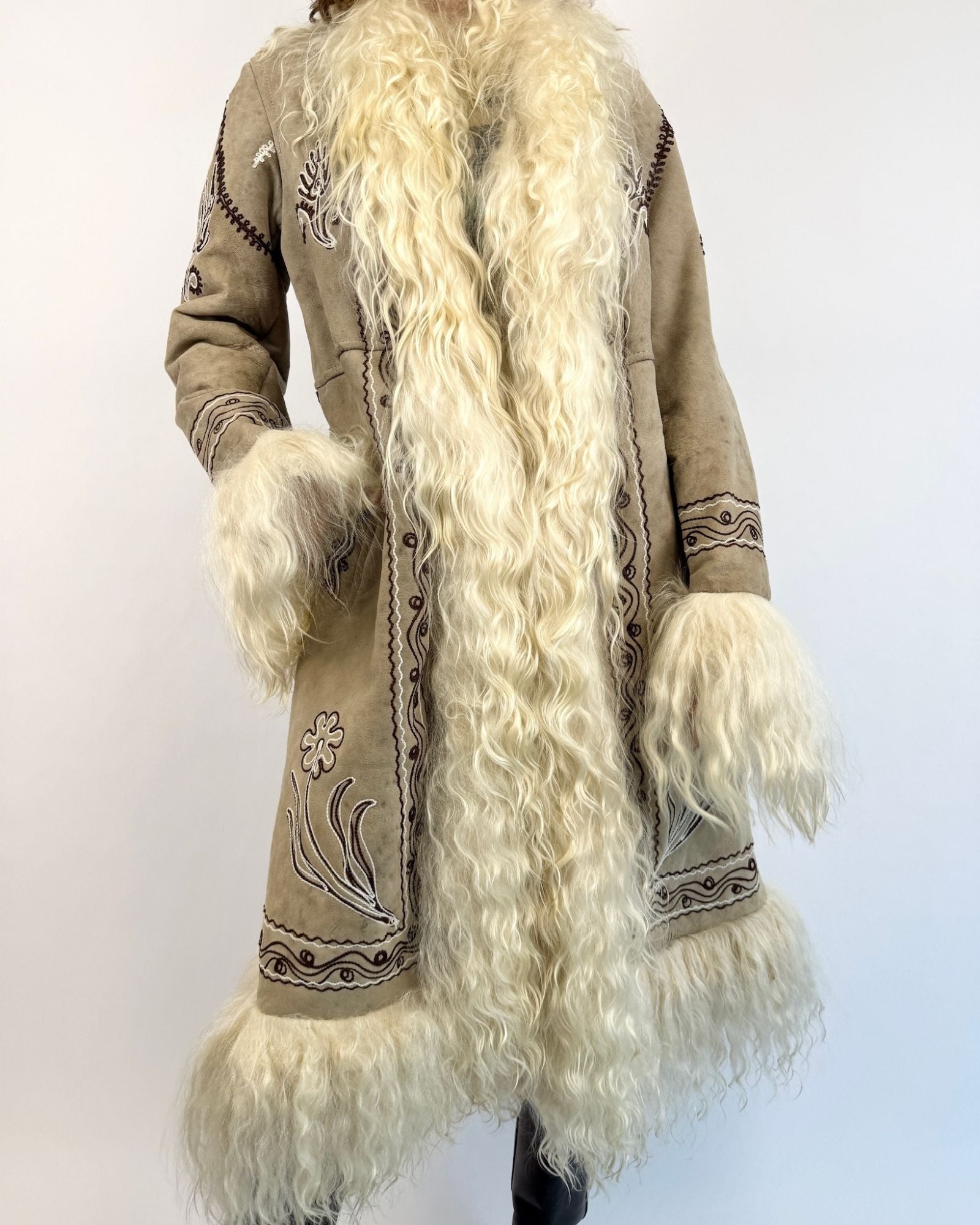 Dreams Come True Grey Afghan Shearling Coat