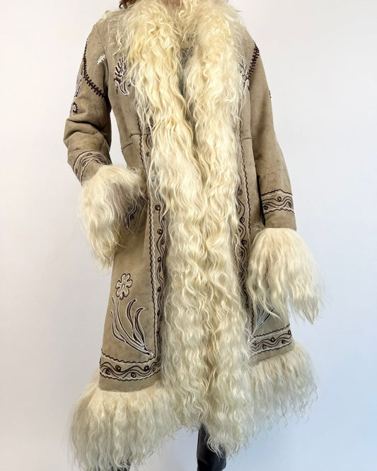 Dreams Come True Grey Afghan Shearling Coat