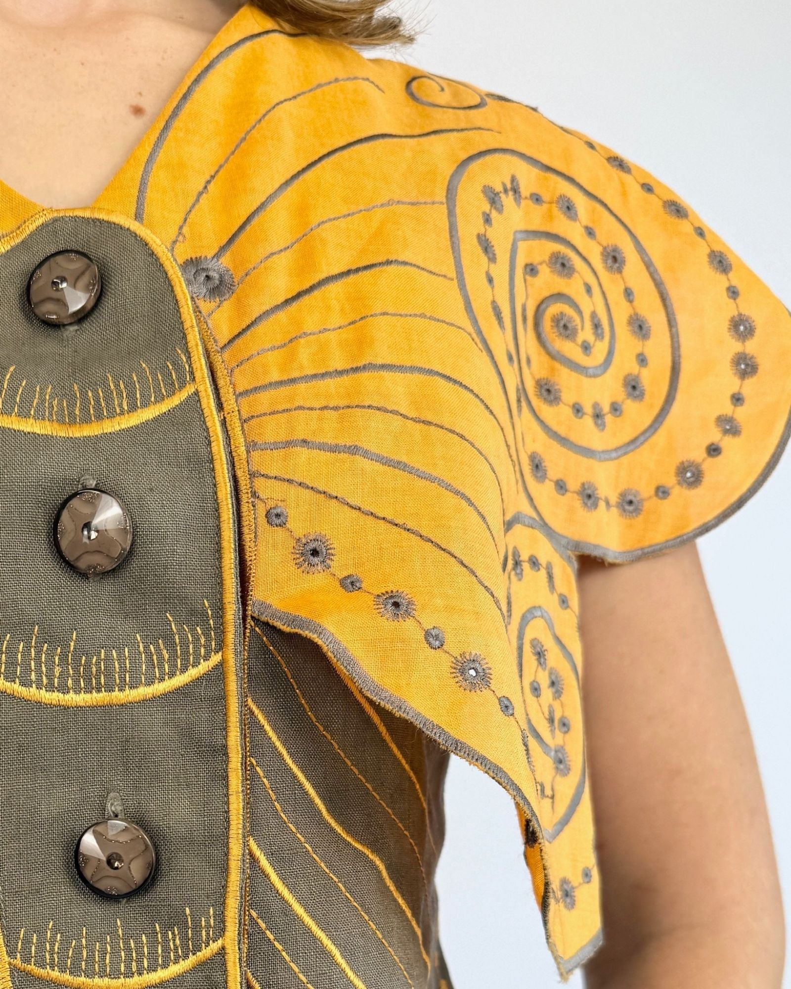 Span of Time Linen Butterfly Blouse