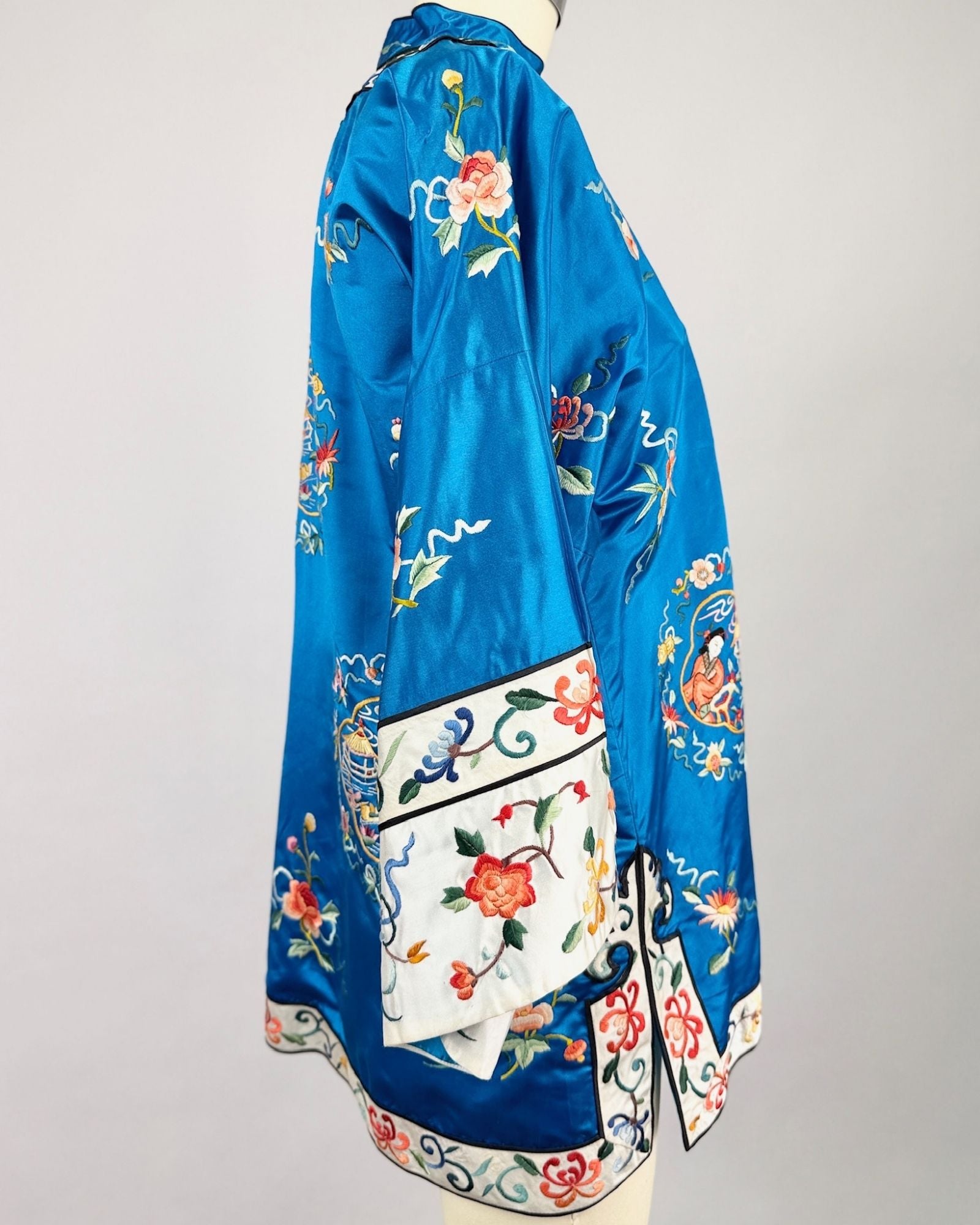 Turquoise Embroidered Silk Jacket
