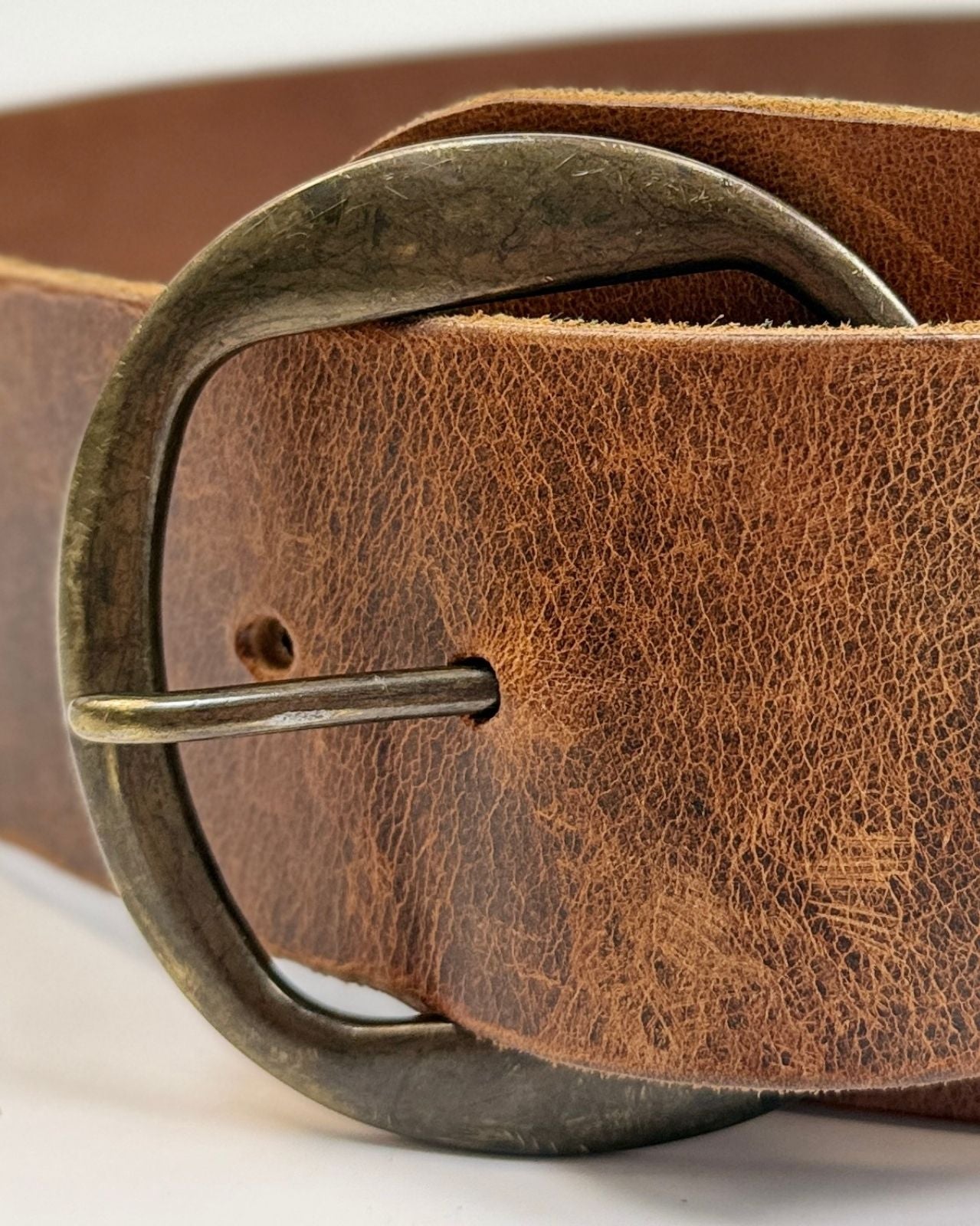 Wide Brown Leather Belt