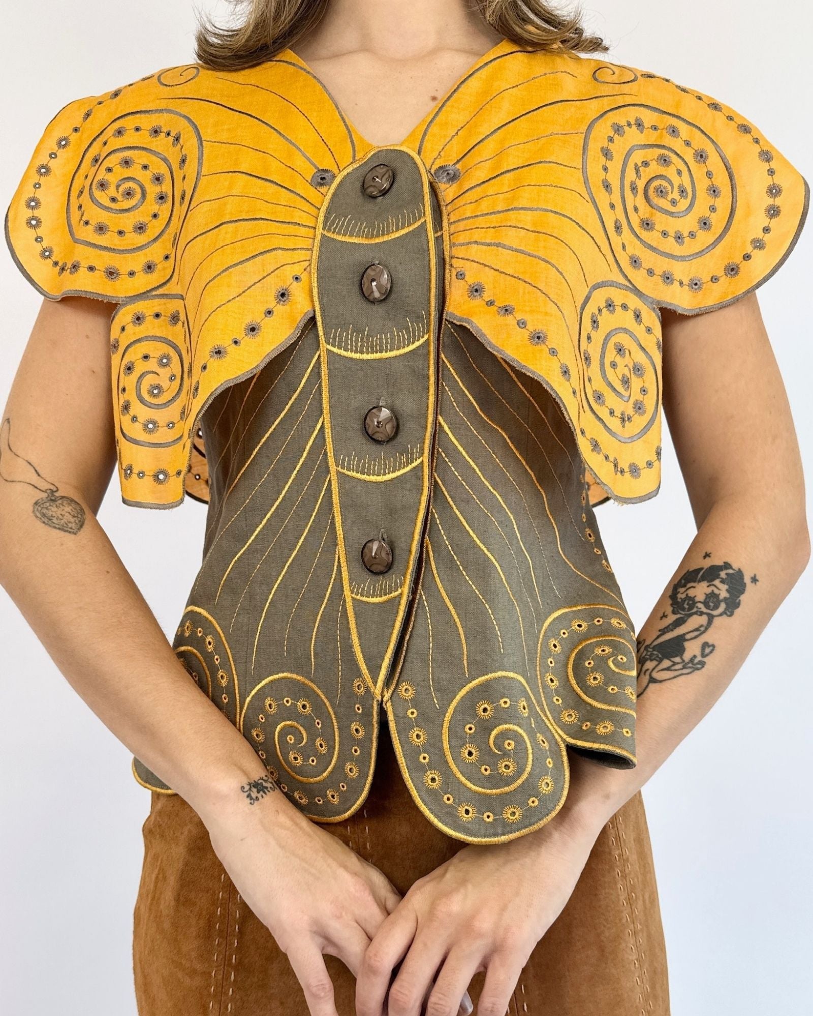 Span of Time Linen Butterfly Blouse