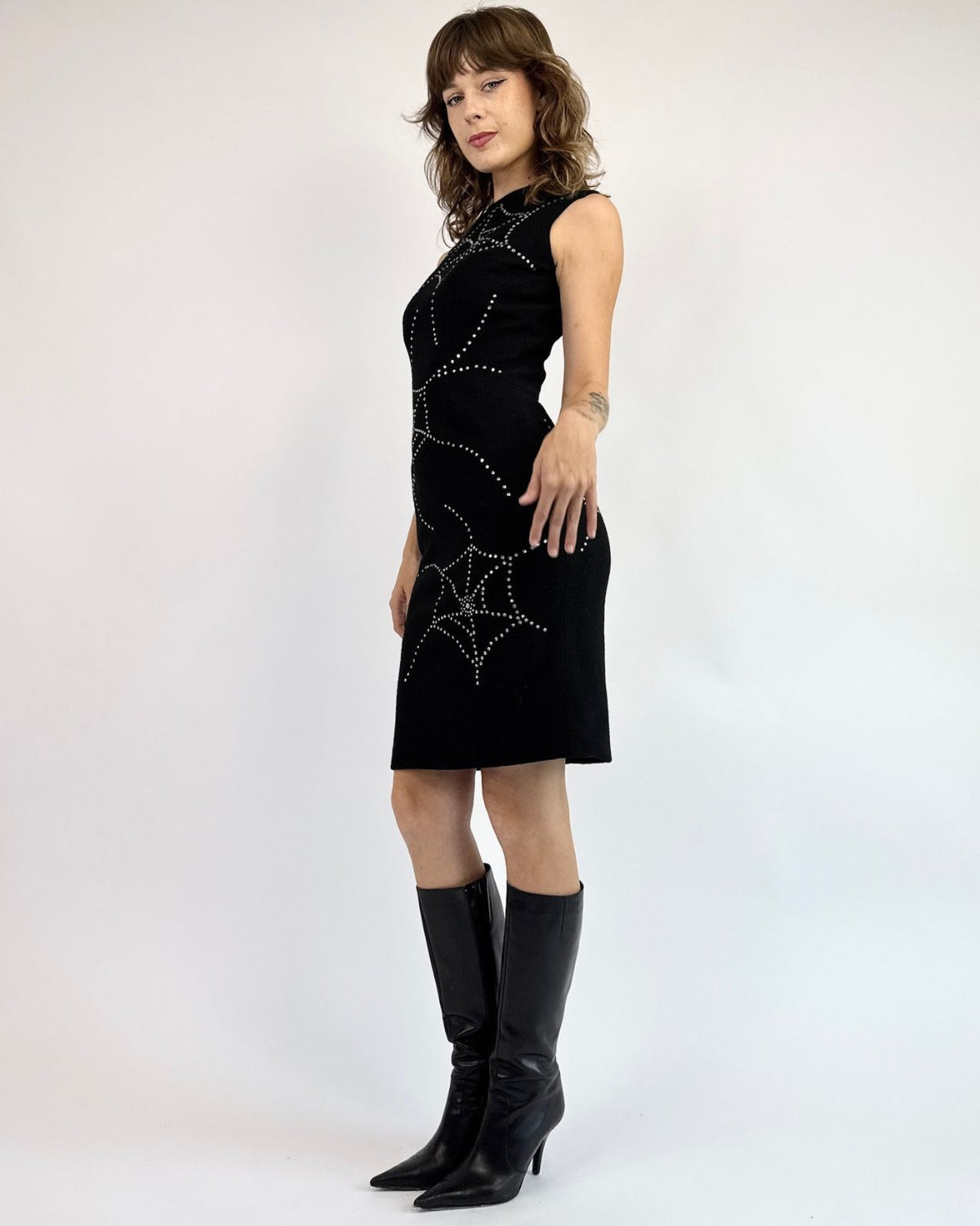 1960s Mr Blackwell Spidey Sensibilities Rhinestone Shift Dress