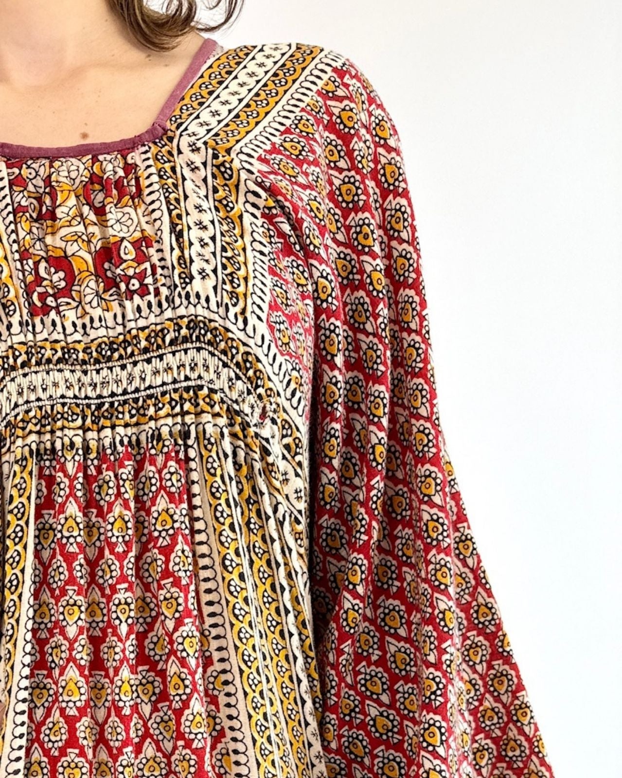 1970s Sandswept Gems Indian Cotton Caftan