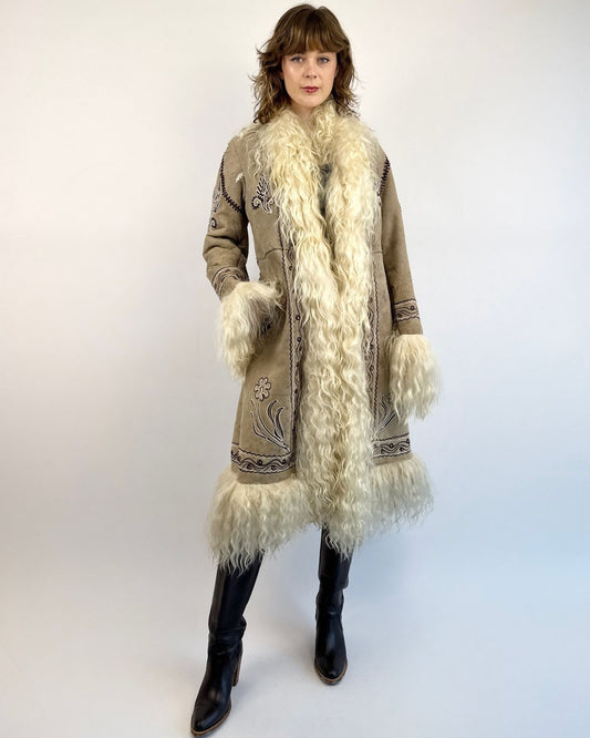 Dreams Come True Grey Afghan Shearling Coat
