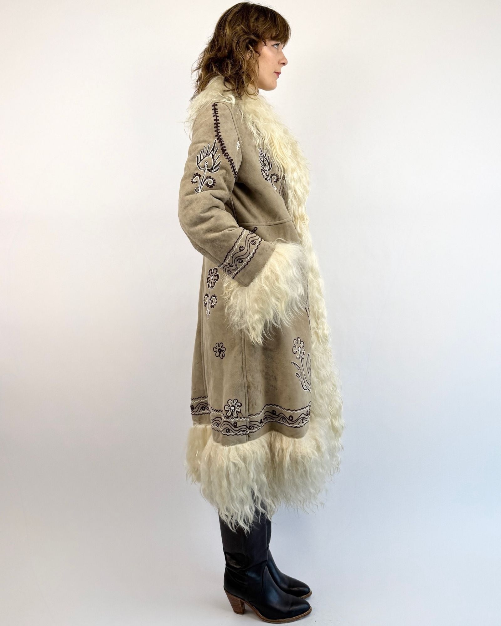 Dreams Come True Grey Afghan Shearling Coat