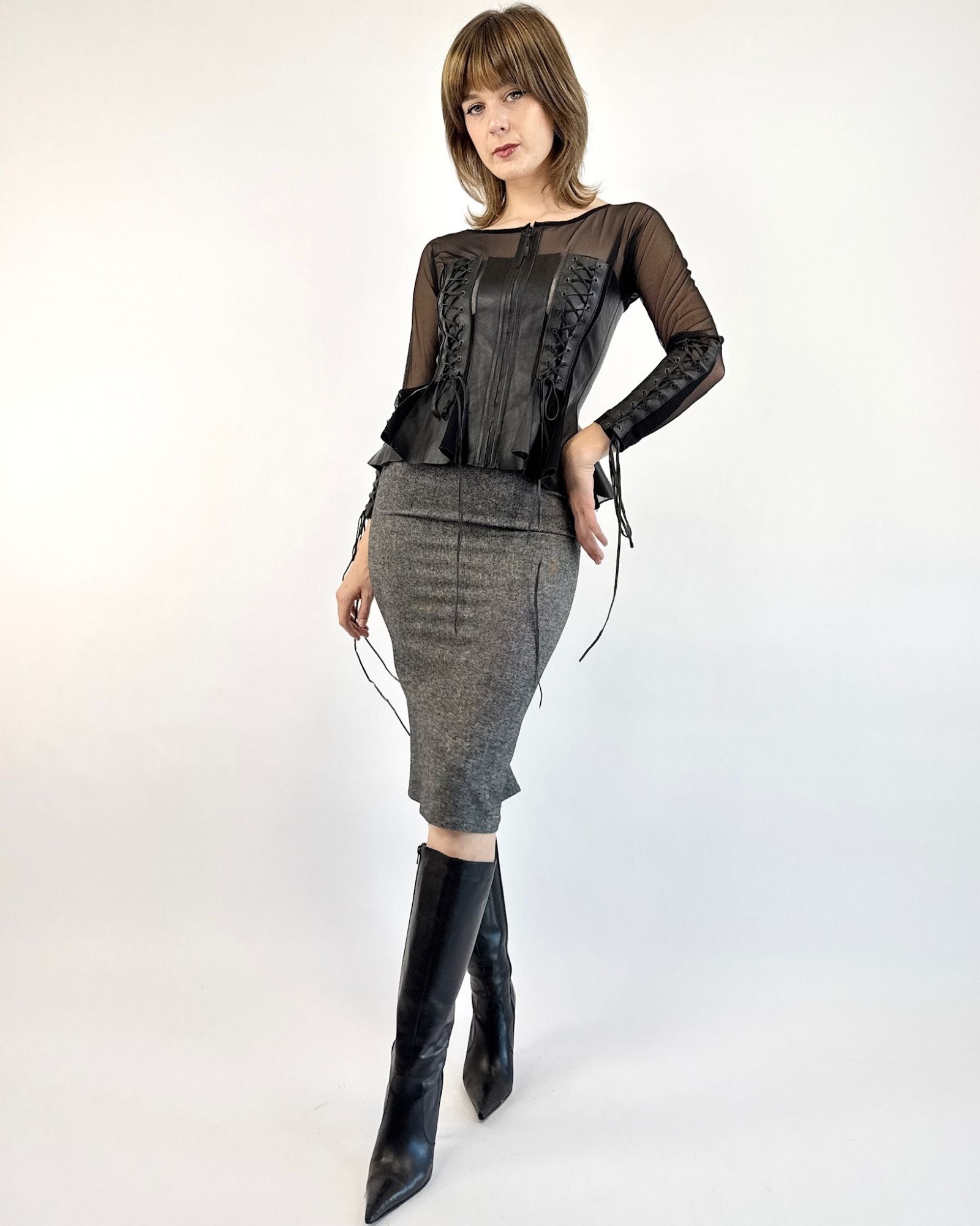 John Galliano Need for Tweed Pencil Skirt