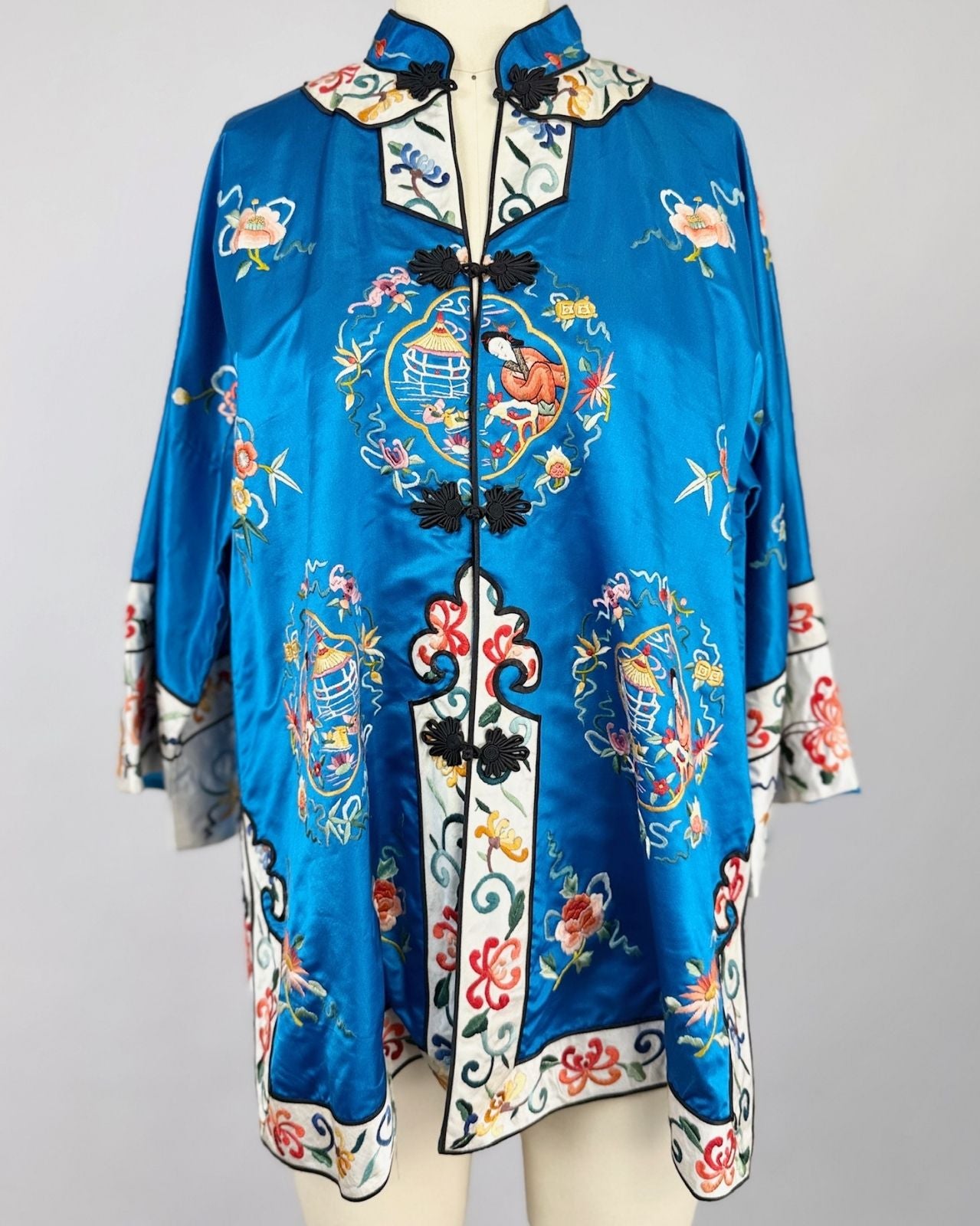 Turquoise Embroidered Silk Jacket