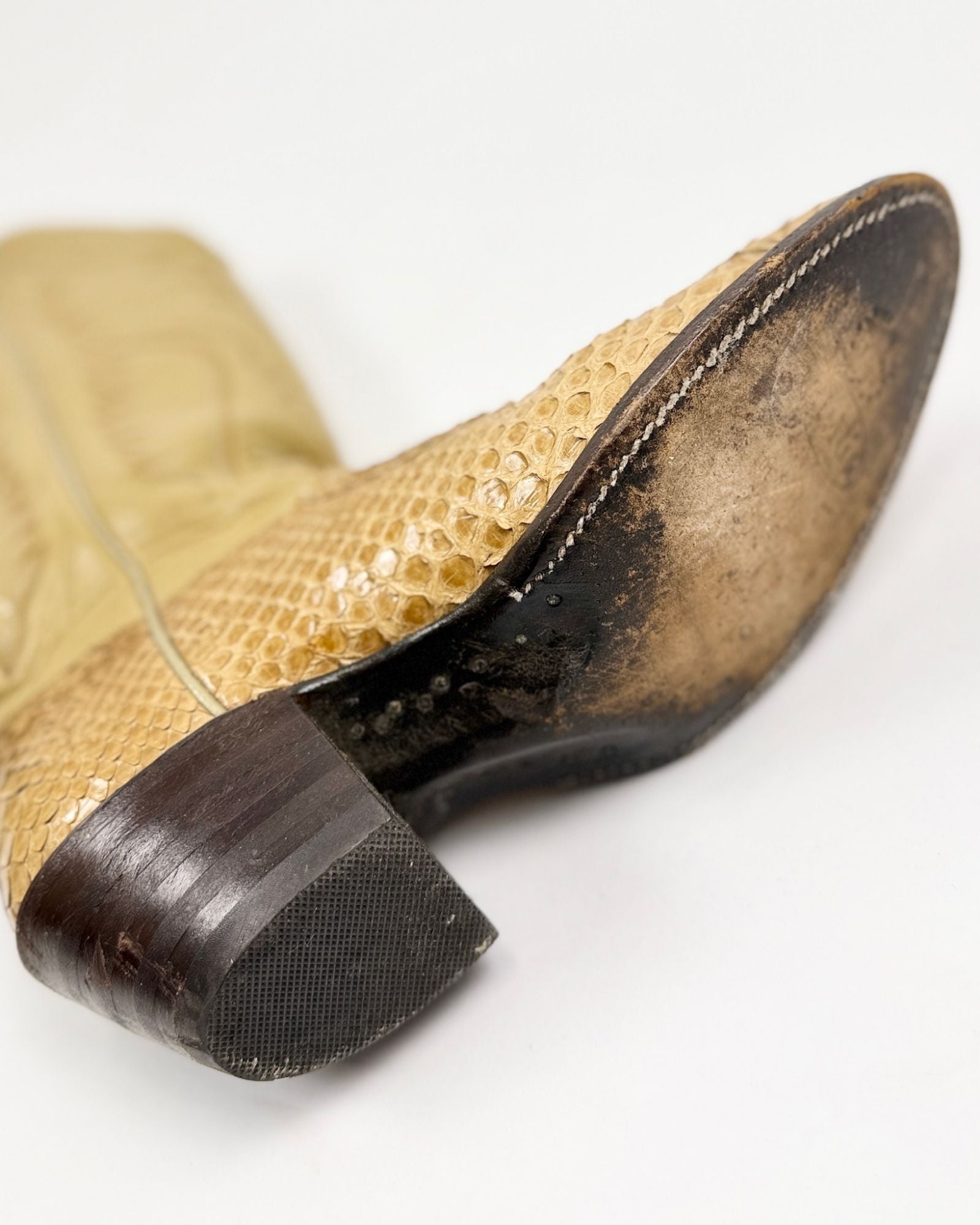 Tan Snakeskin Justin Cowboy Boots