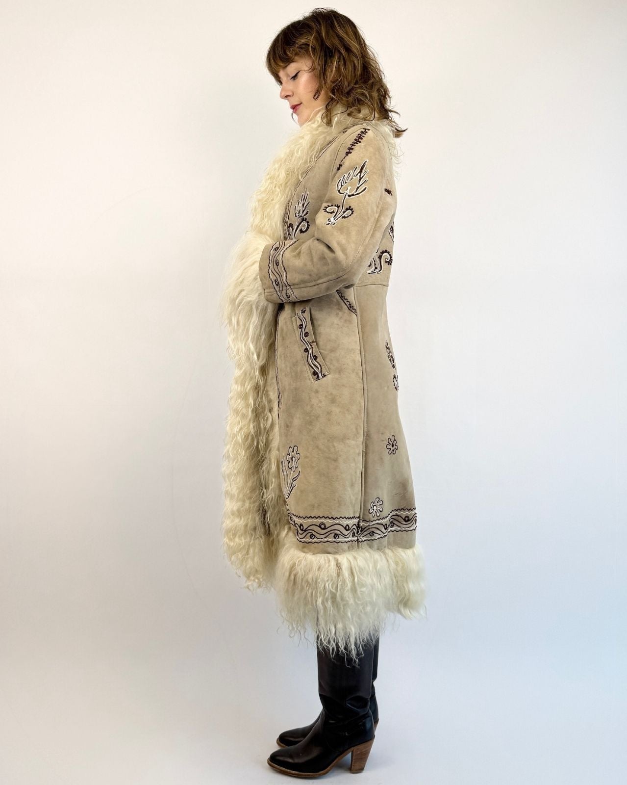 Dreams Come True Grey Afghan Shearling Coat
