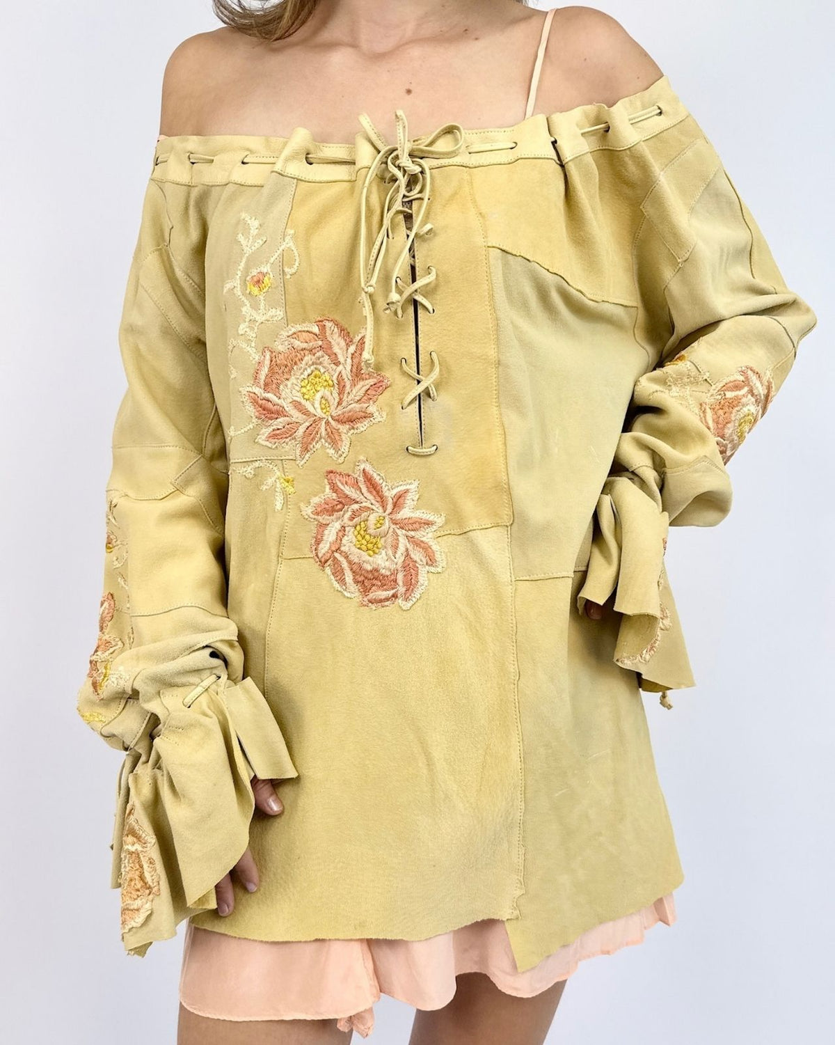 Embroidered Floral Suede Tunic