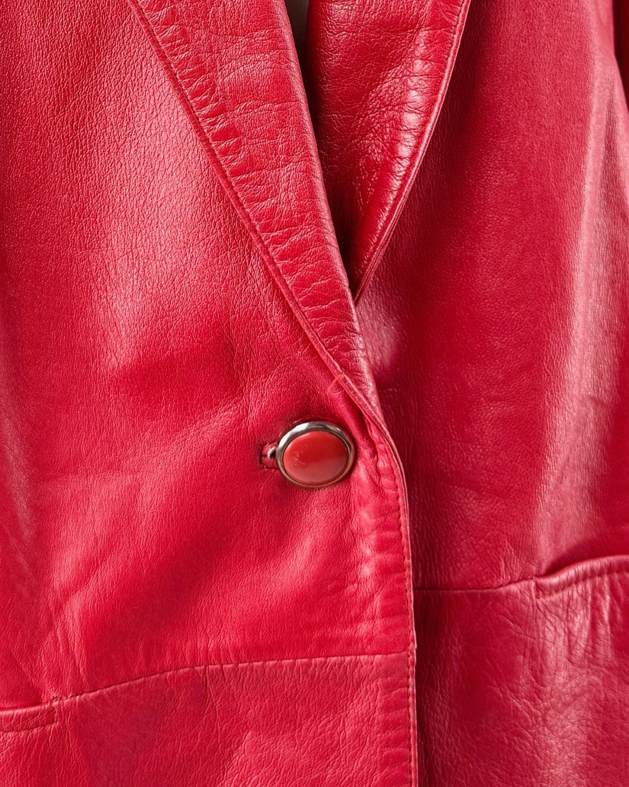 Red Longline Leather Blazer
