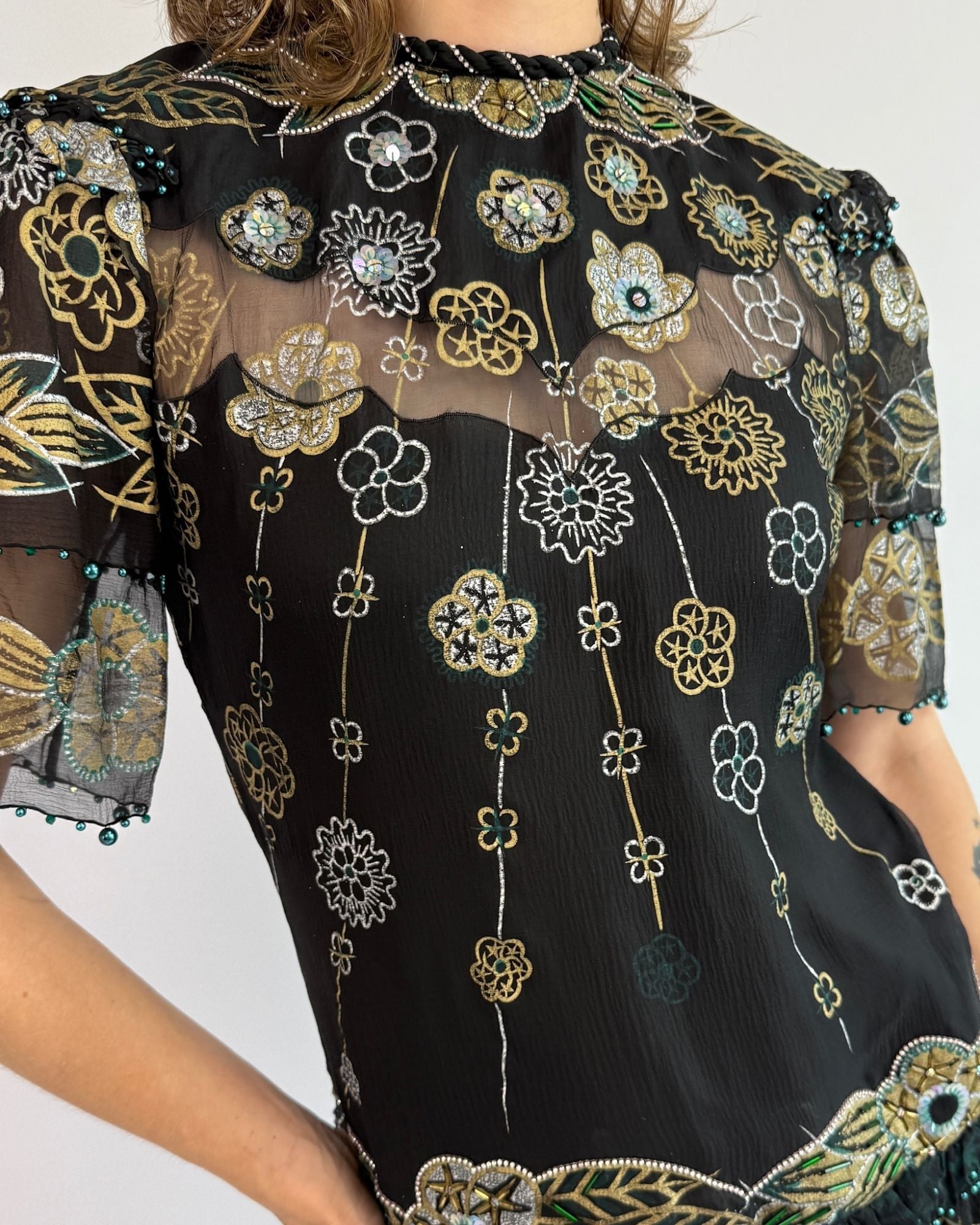 Zandra Rhodes All That Glitters Chiffon Dress