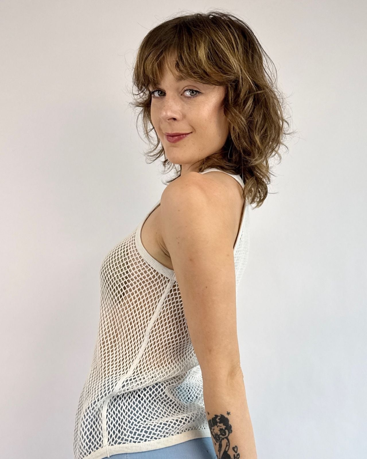 Cross My Heart White Mesh Tank