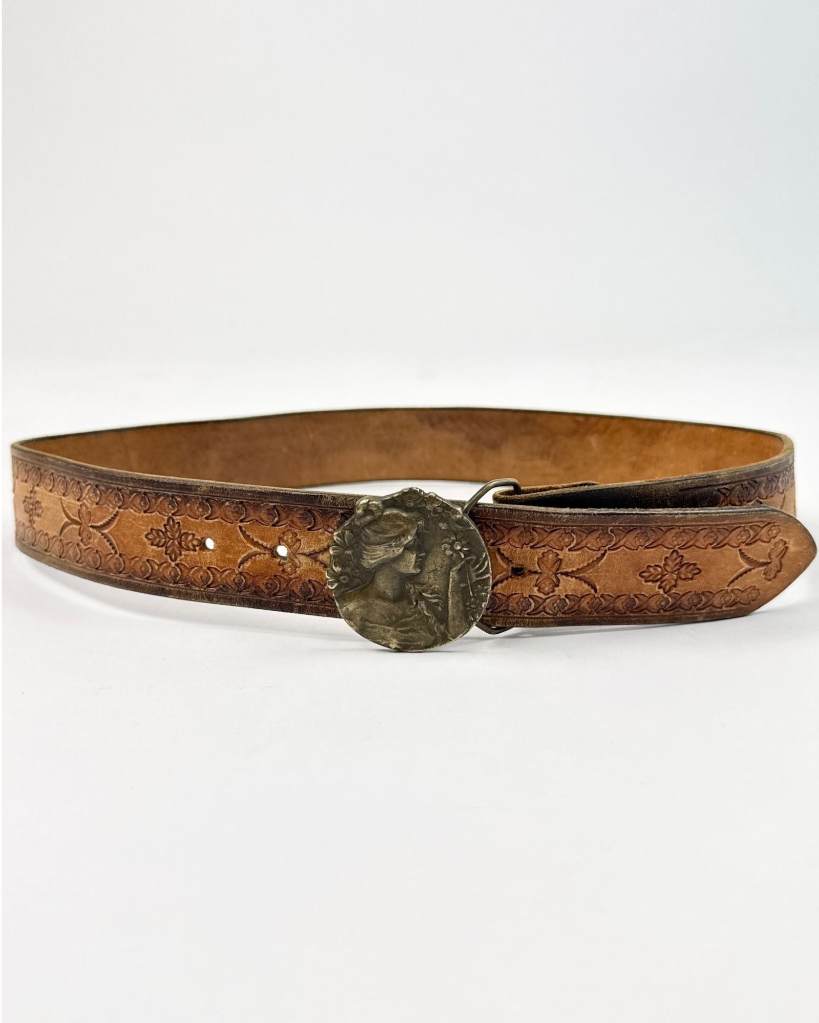 Brass Disc Art Nouveau Lady Belt