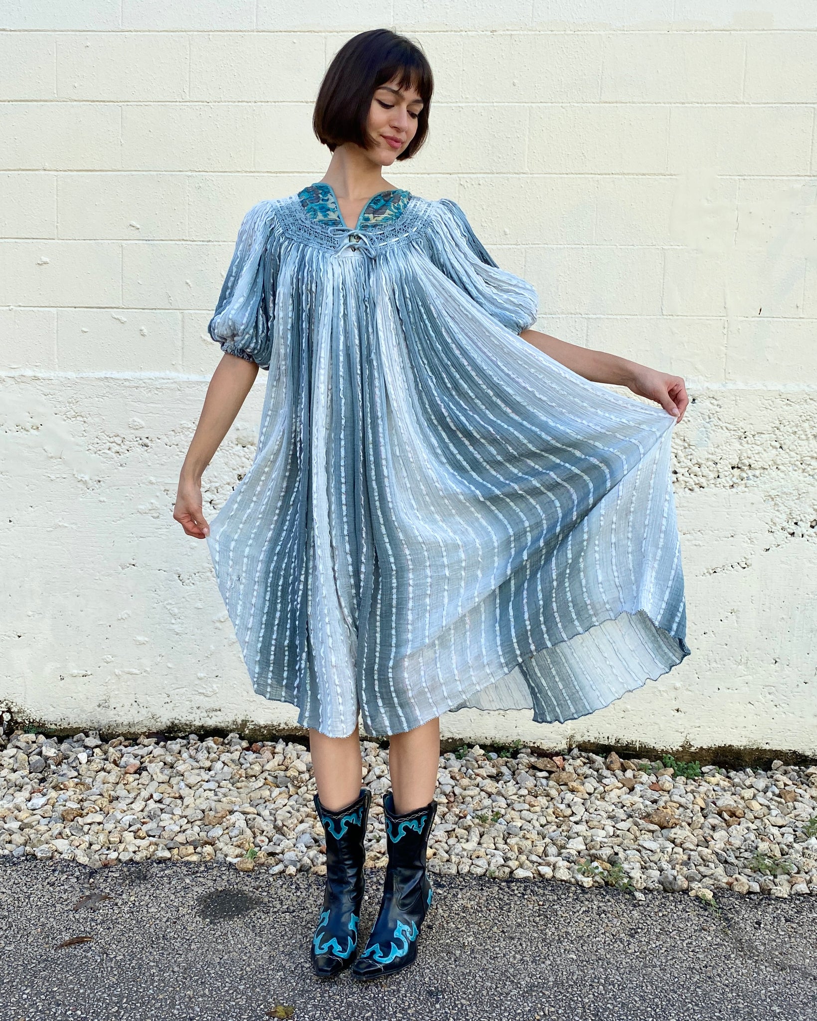 Winter Skies Grecian Gauze Dress