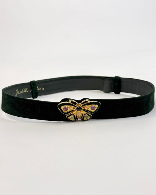 Forest Green Suede Judith Leiber Belt