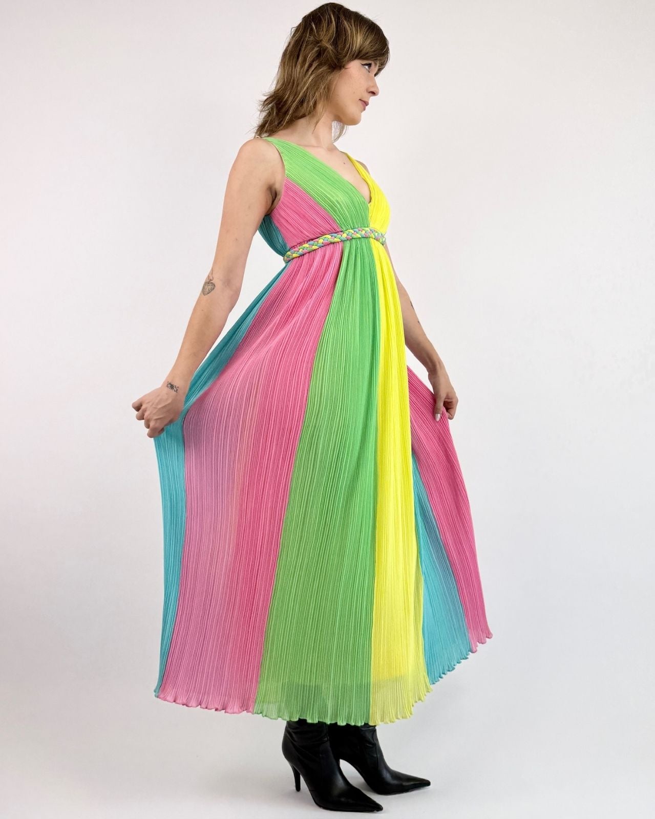 60s Life In Color Plisse Gown