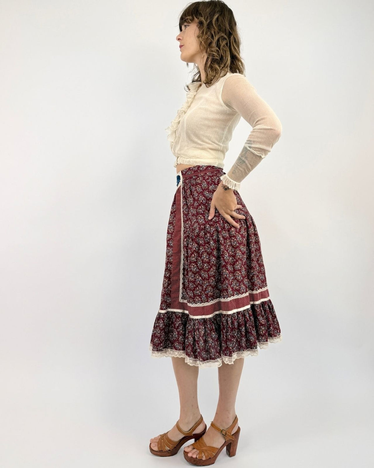 Gunne Sax Orchard Calls Floral Skirt