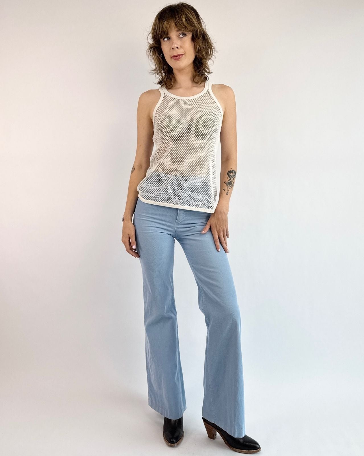 Cross My Heart White Mesh Tank