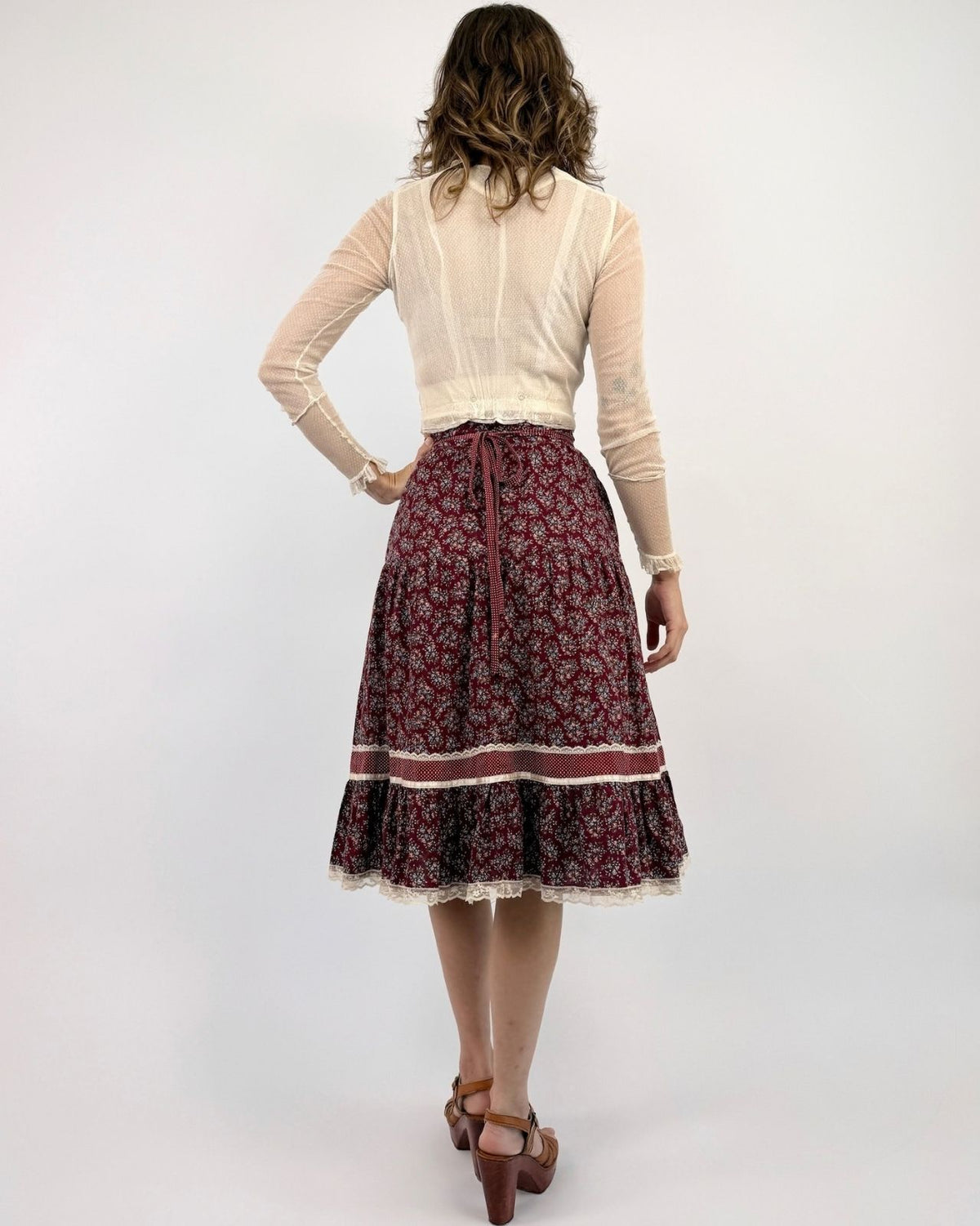 Gunne Sax Orchard Calls Floral Skirt