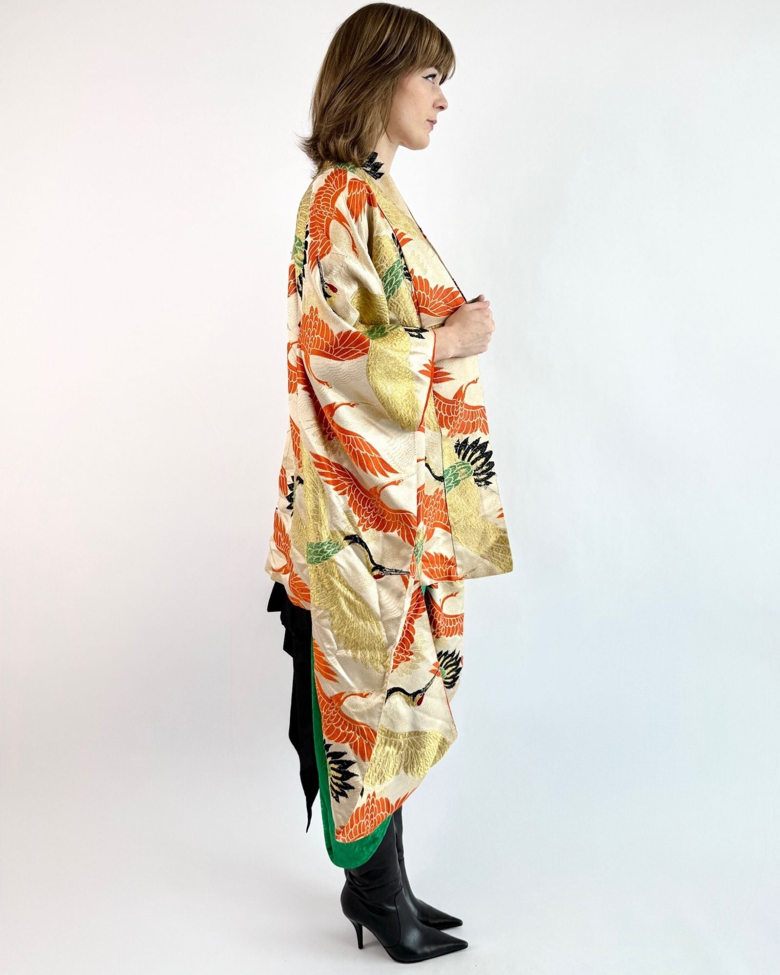 Life In The Sky Crane Print Wedding Kimono