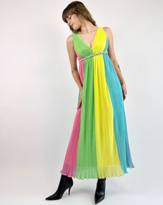 60s Life In Color Plisse Gown