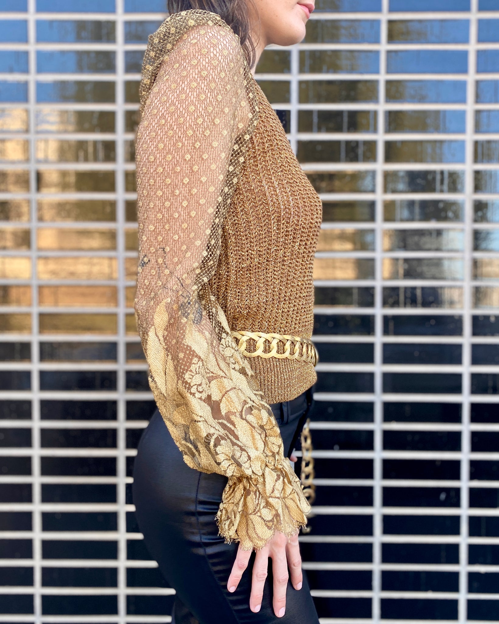 Stay Golden Metallic Sweater