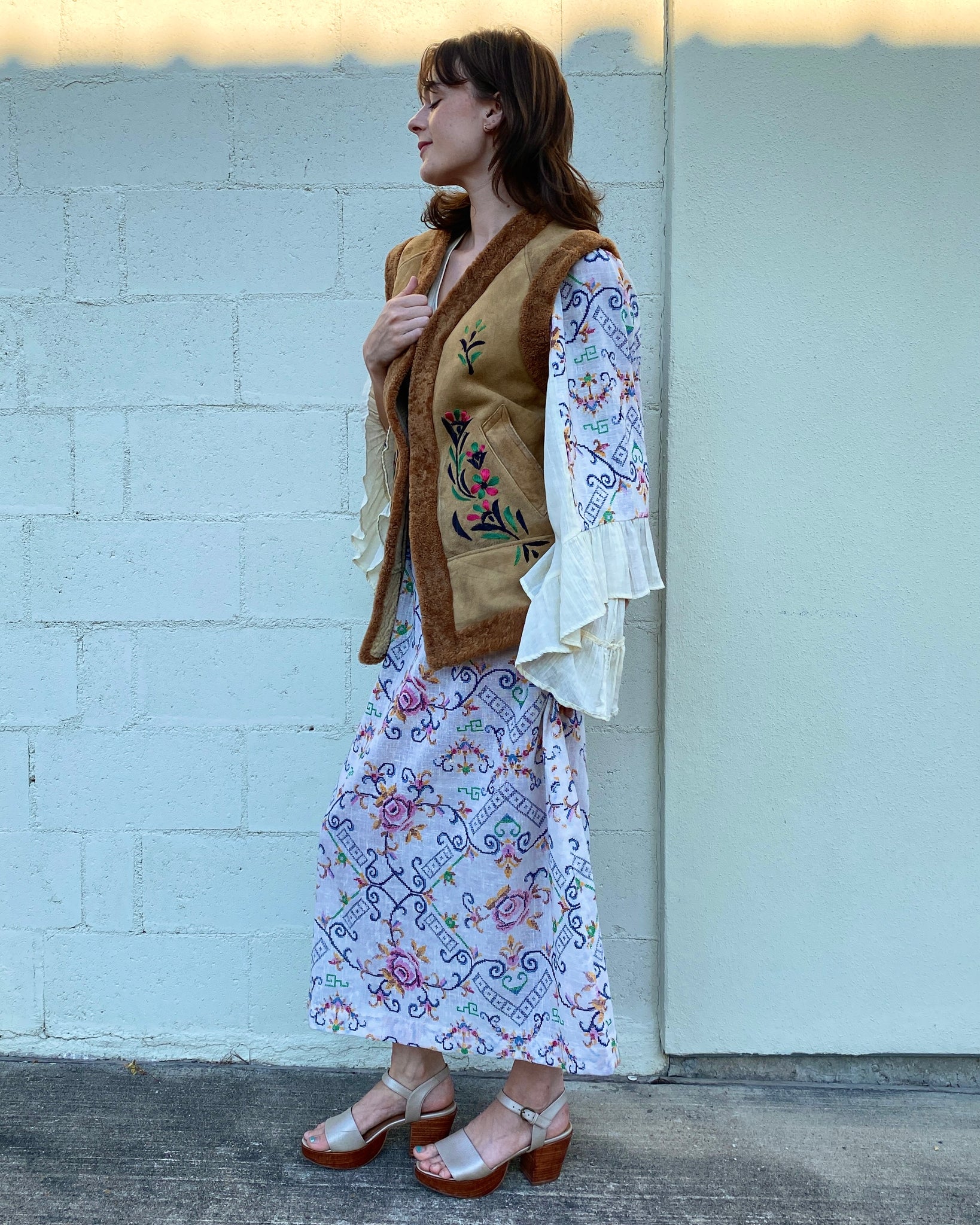 Afghan Shearling Embroidered Vest