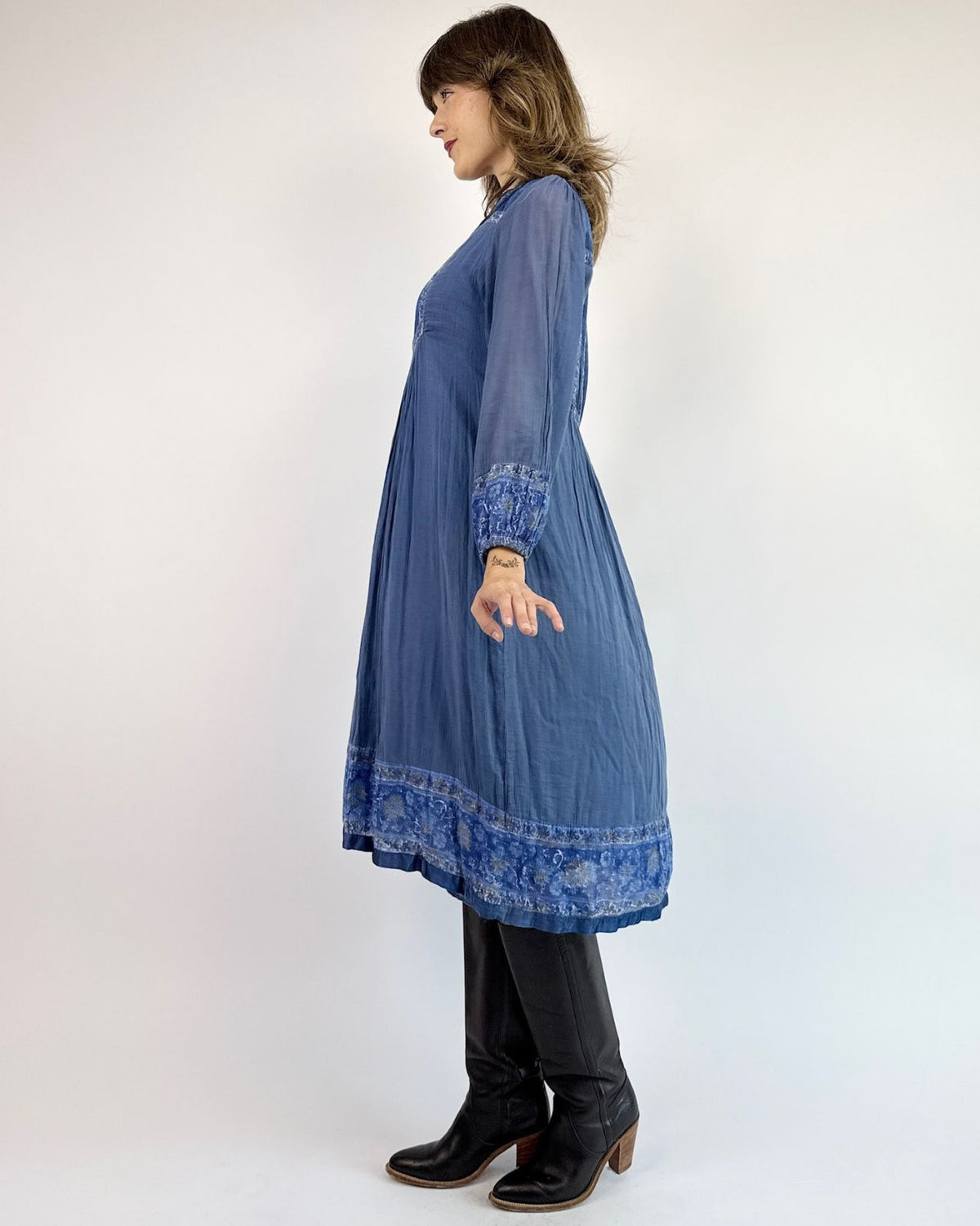 Oceanic Blues Indian Cotton Dress