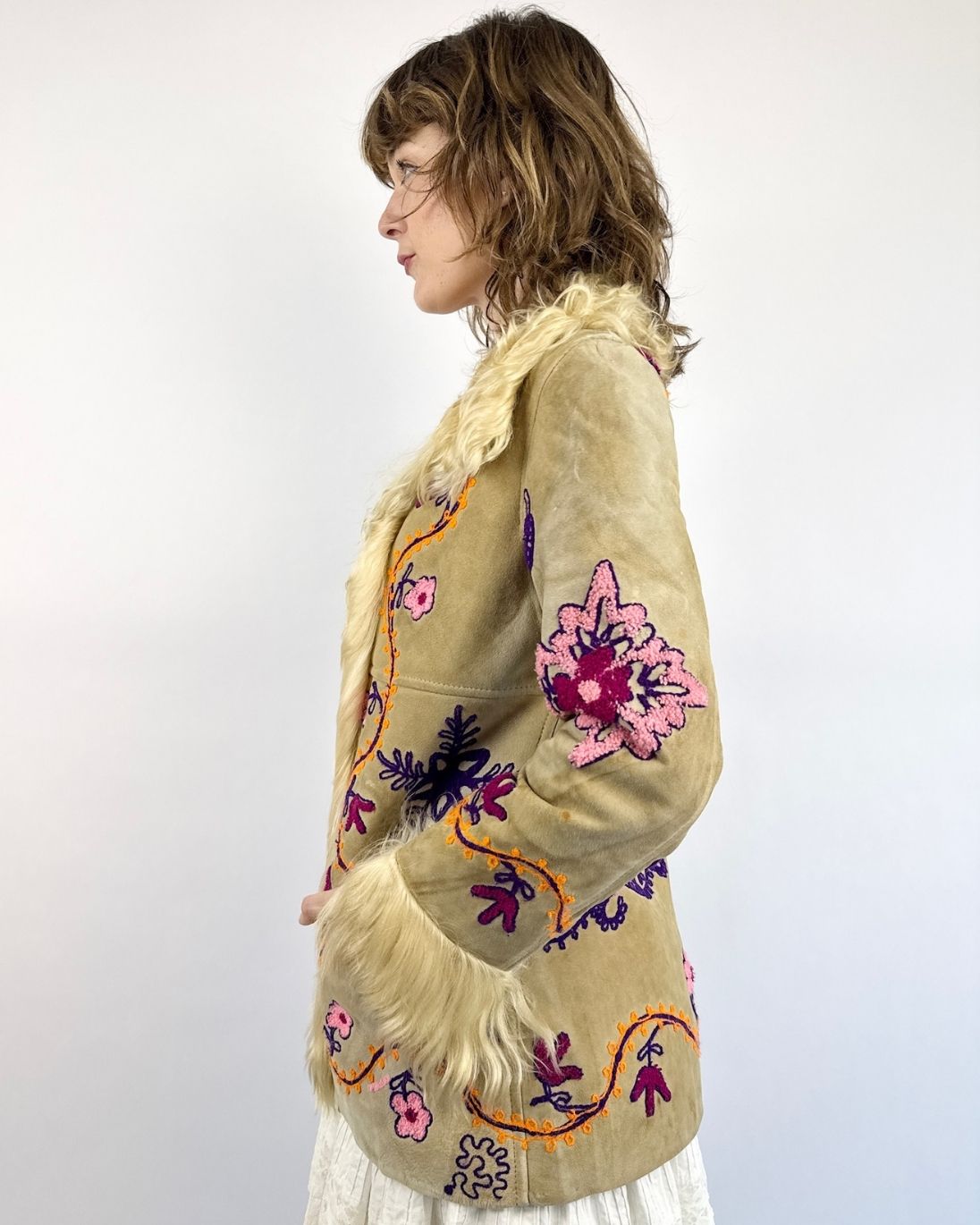 Penny Lane In Love Embroidered Afghan Shearling Coat