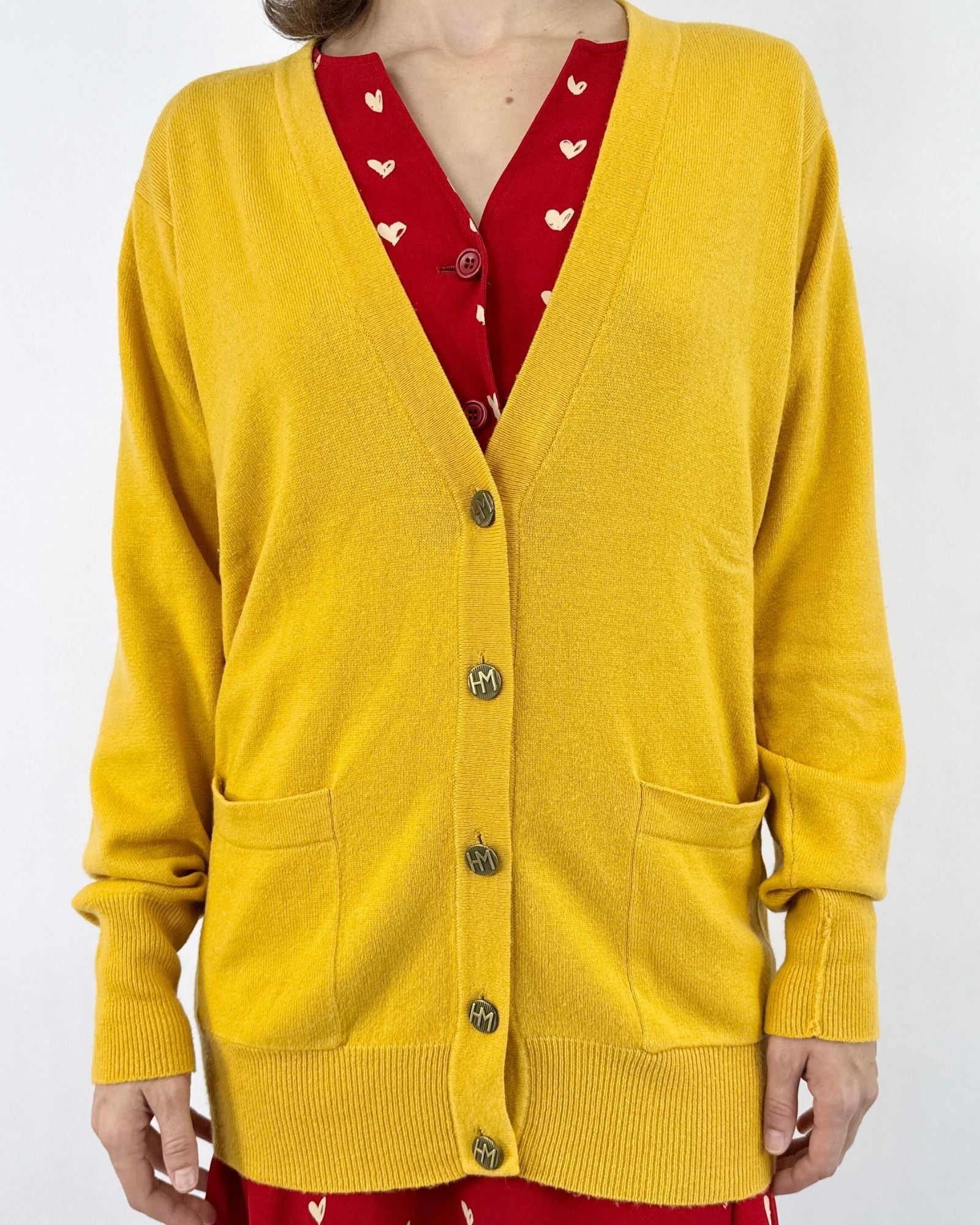 Hanae Mori Saffron Cashmere Cardigan