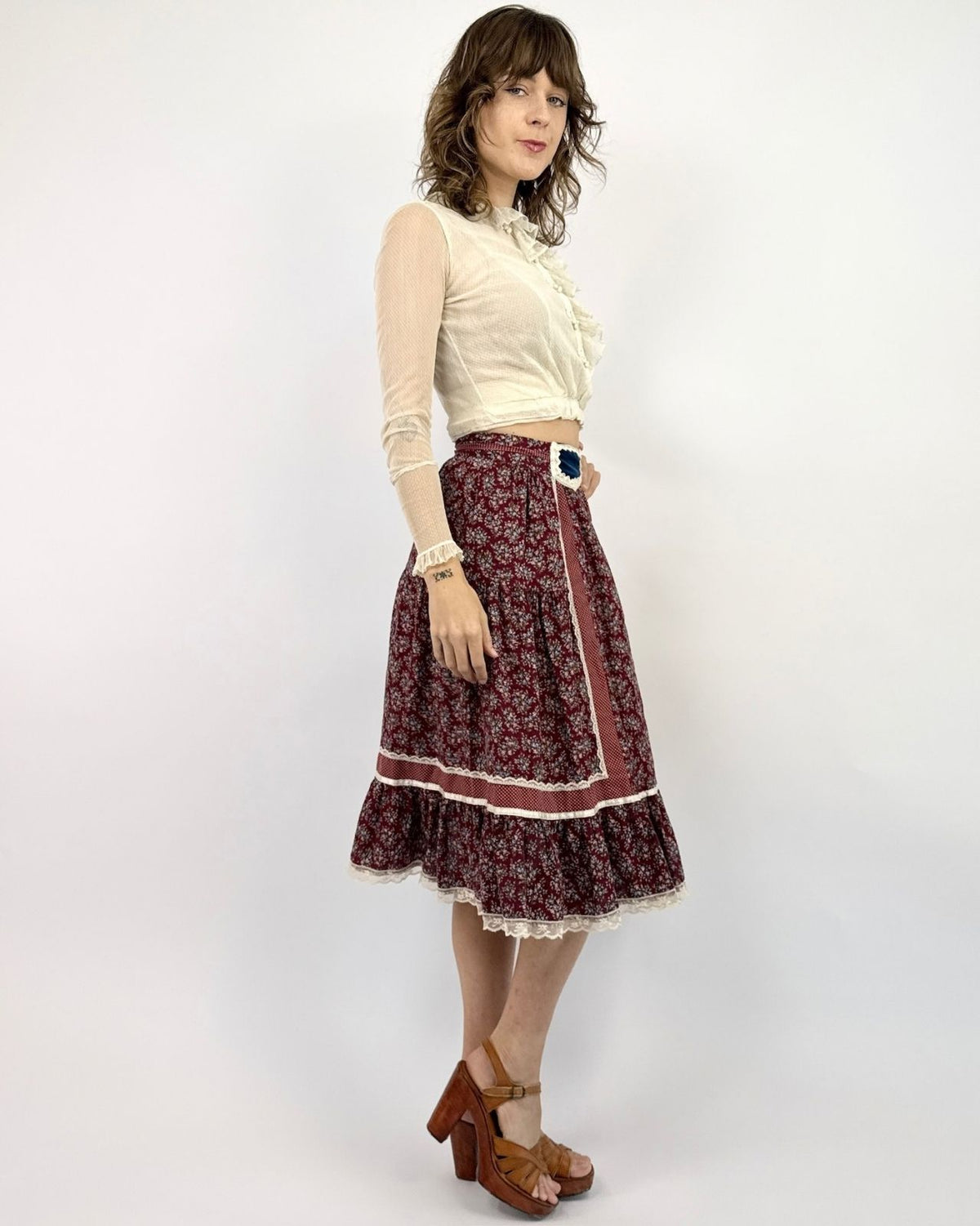 Gunne Sax Orchard Calls Floral Skirt