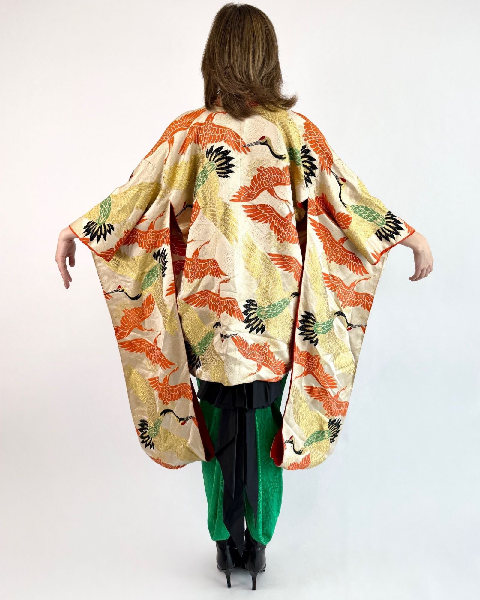 Life In The Sky Crane Print Wedding Kimono
