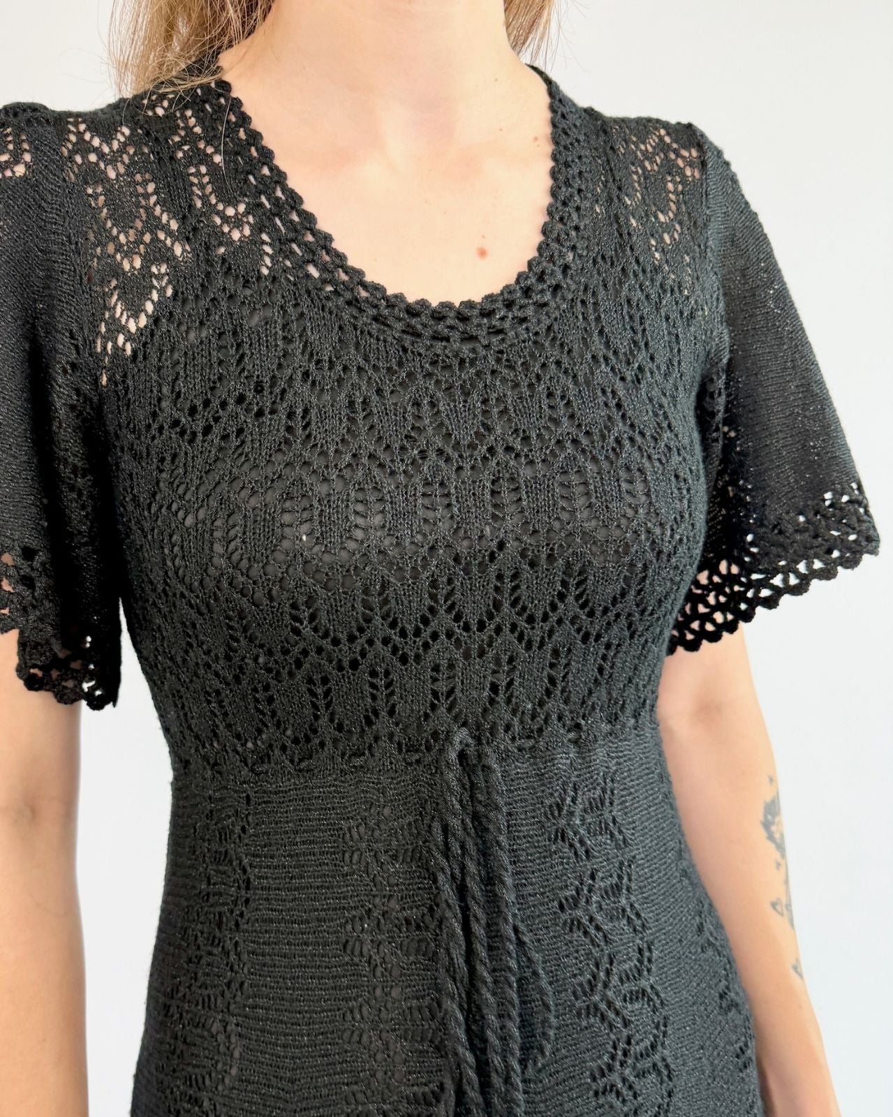 1970s Witches of Eastwick Crochet Dress