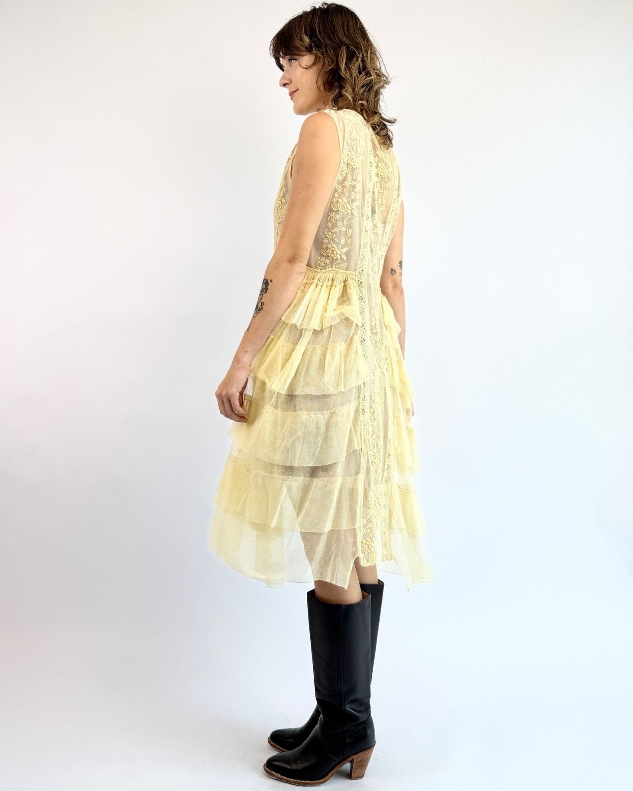 1920s Lemon and Lace Dress