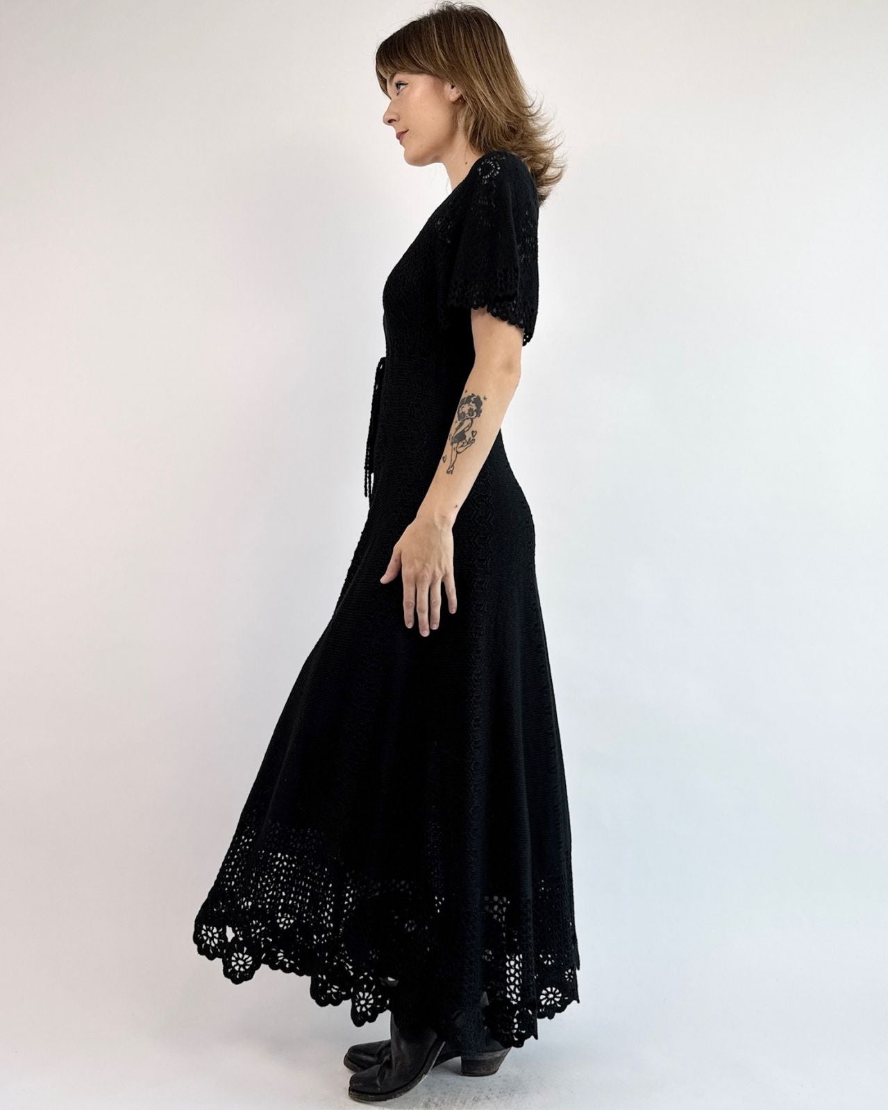 1970s Witches of Eastwick Crochet Dress