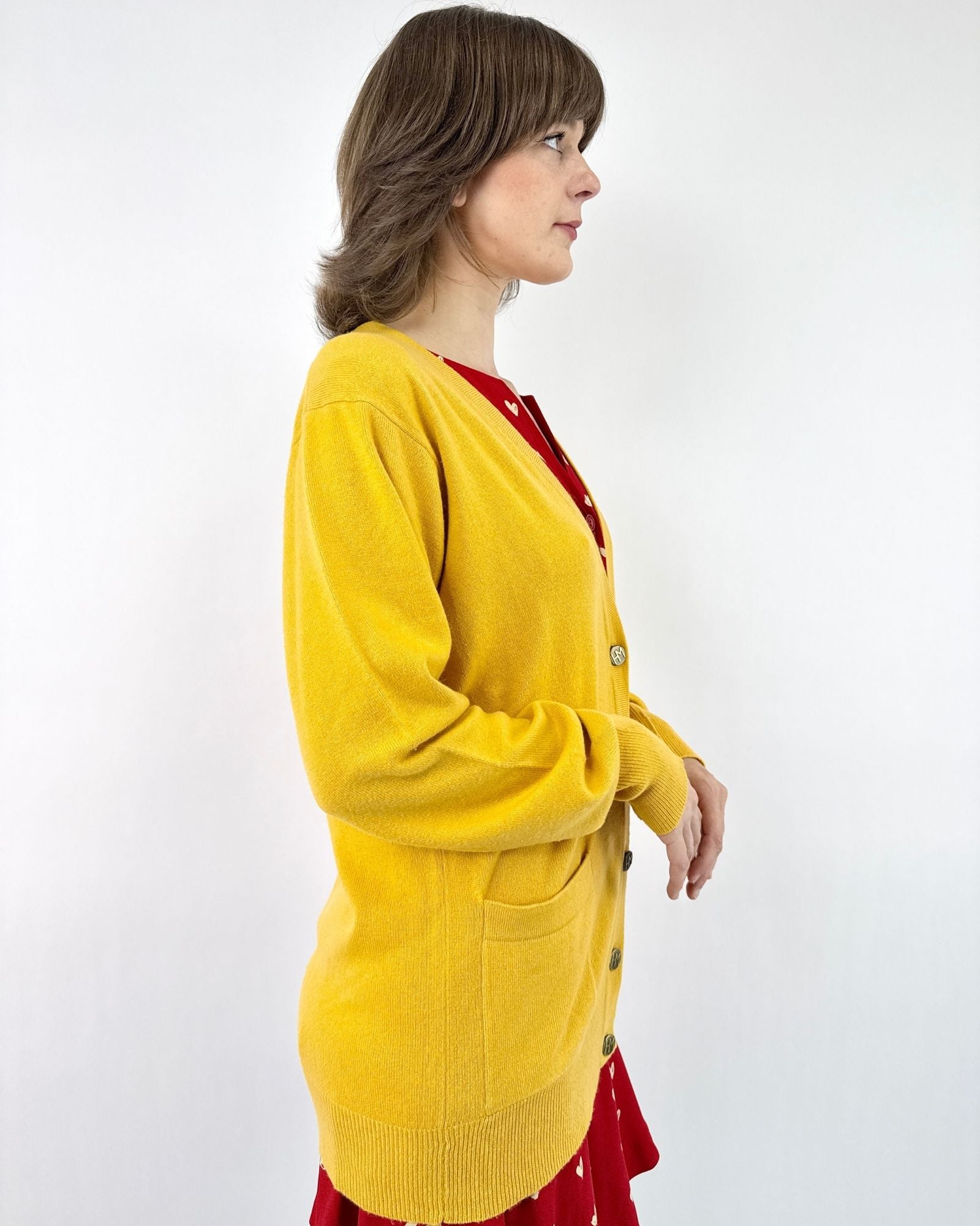 Hanae Mori Saffron Cashmere Cardigan