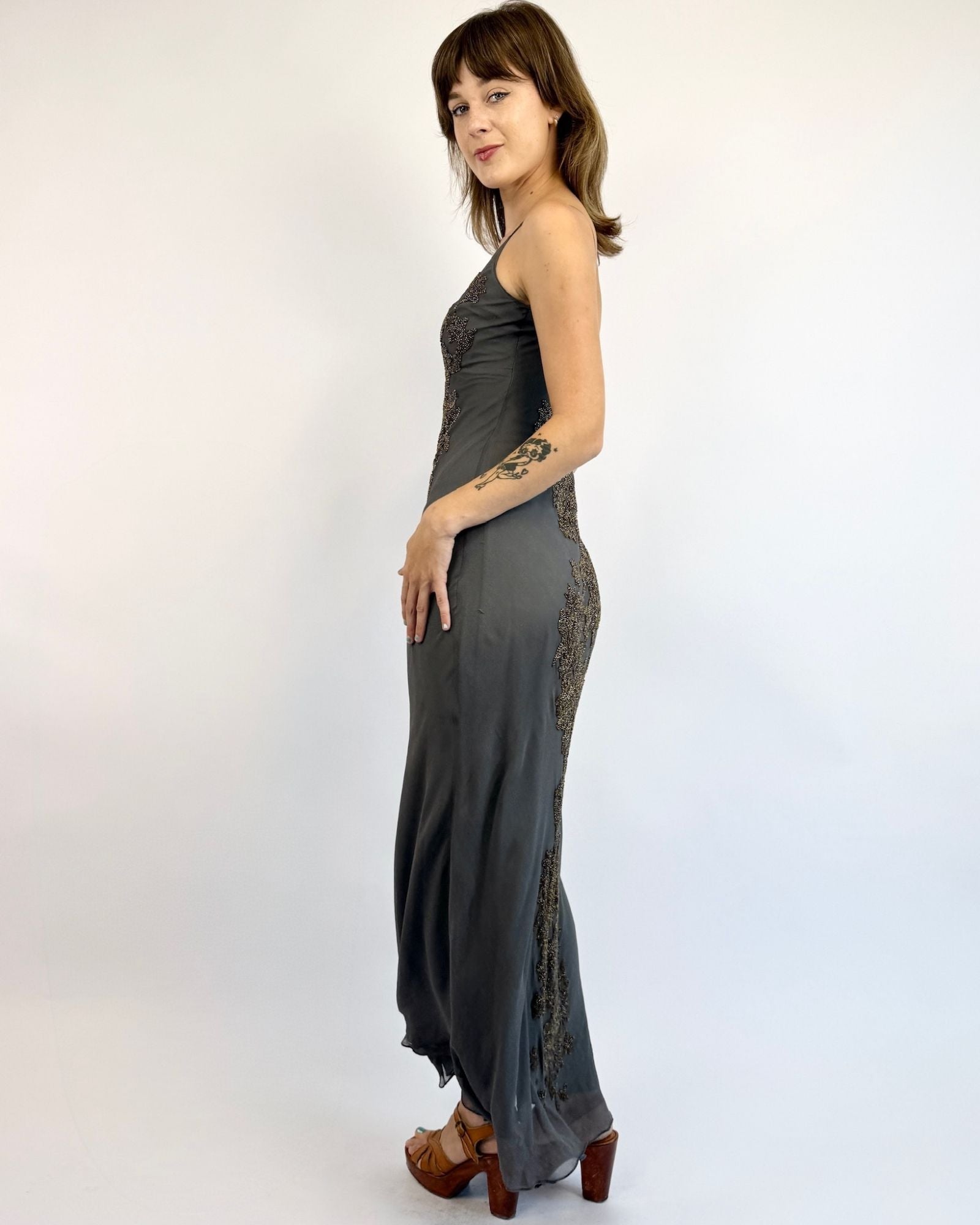 Adriana Papell Love Haze Beaded Silk Dress