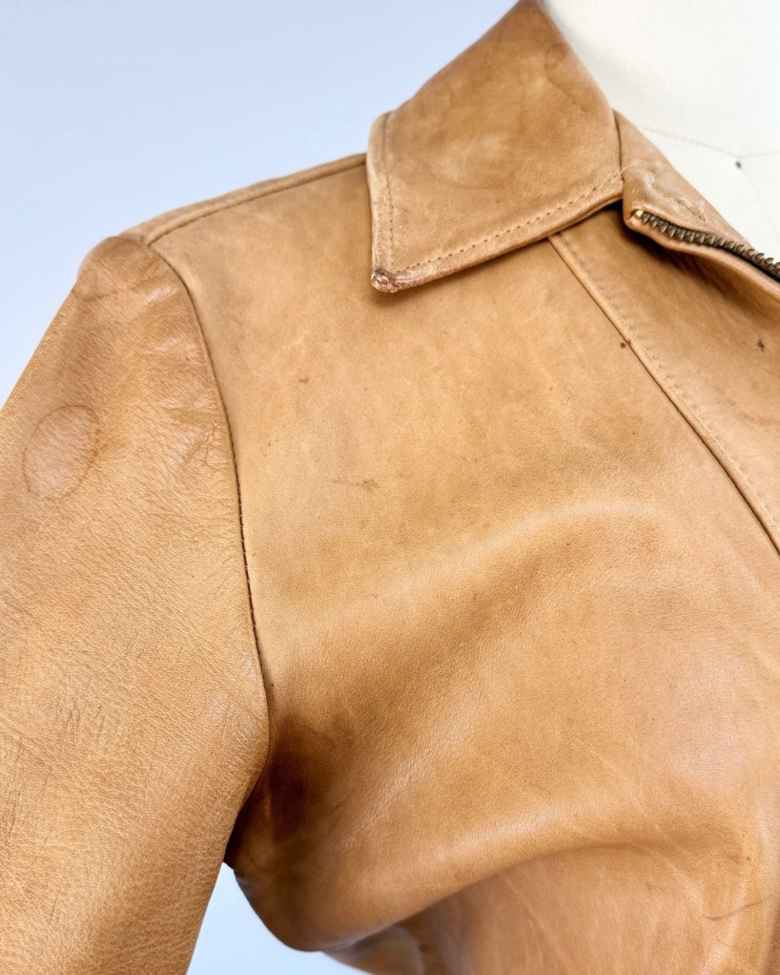 70's Brown Tooled Leather Jacket