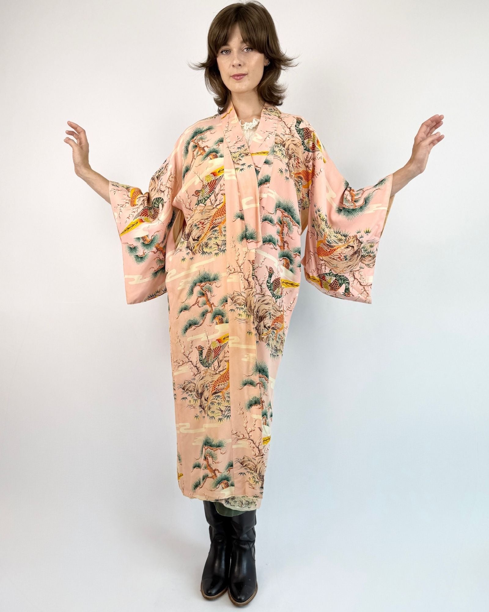 Open to Adventure Pink Pheasant Kimono